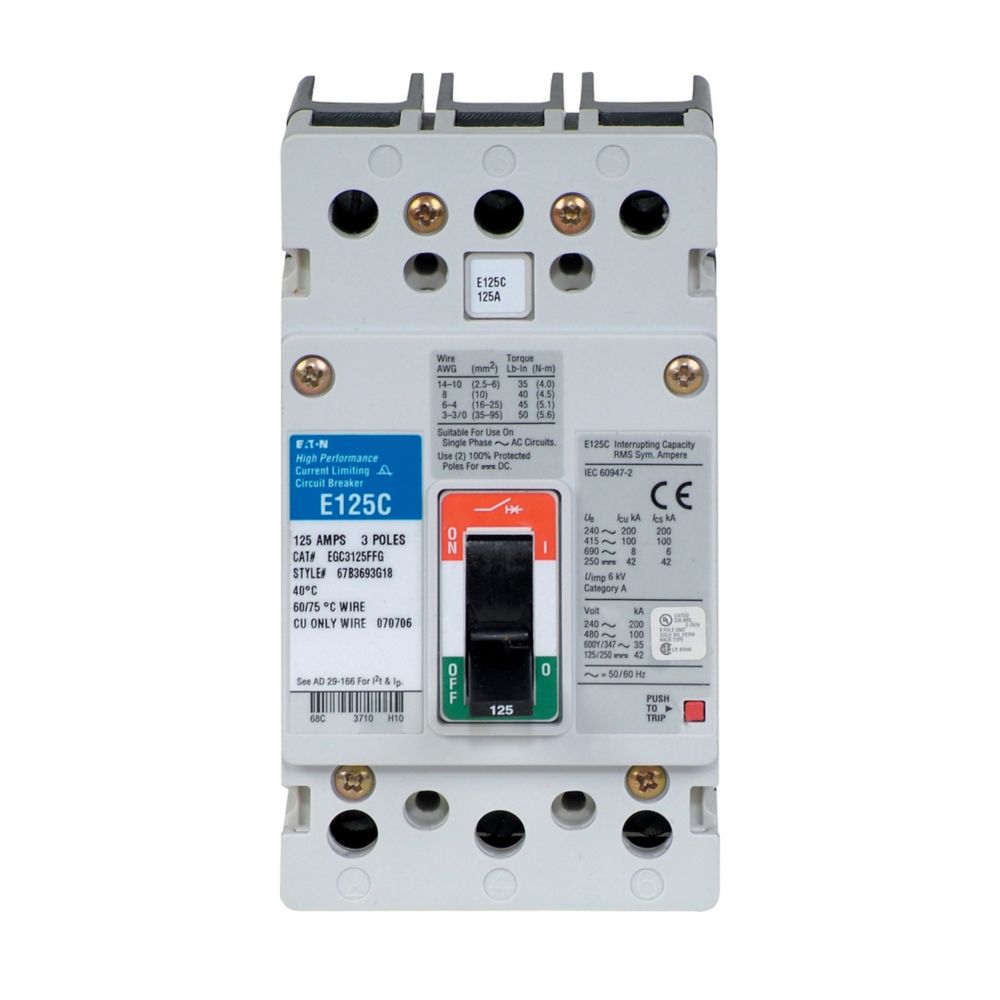 Cutler Hammer EGS3125FFB - Molded Case Circuit Breaker 125A 600V 3P