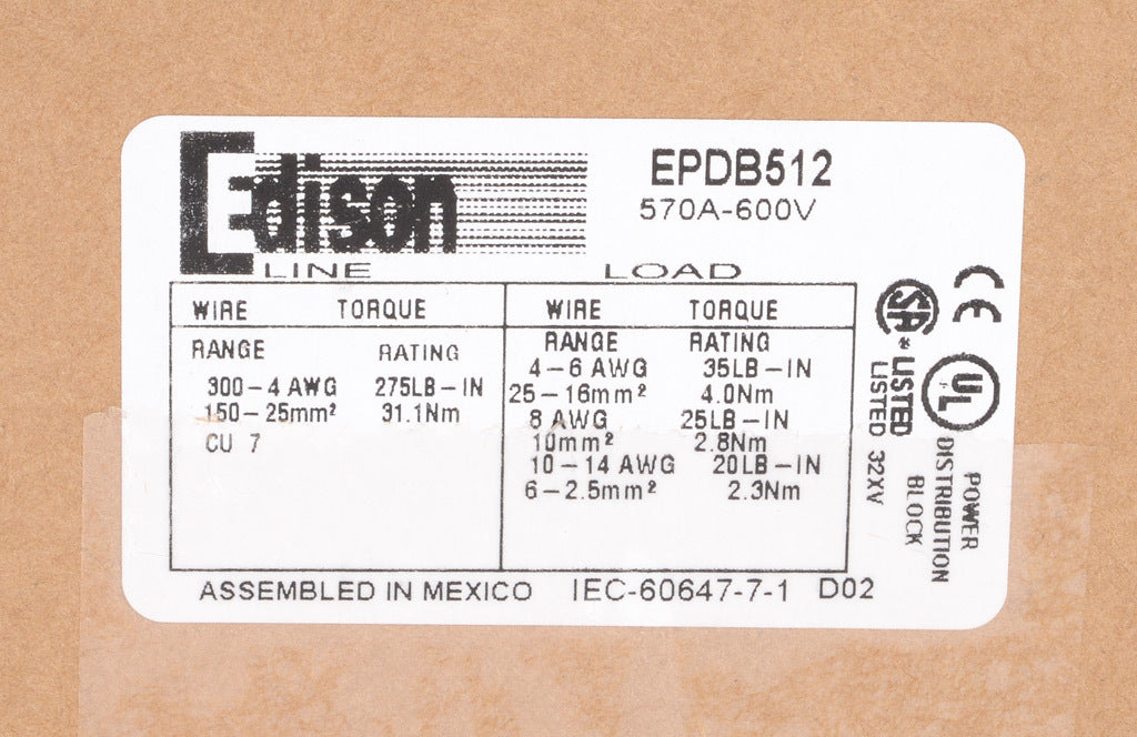 Eaton EPDB512 - Fuse Block 600V AC/DC (30A DIN Rail Mount)