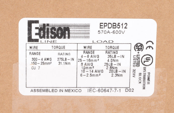 Eaton EPDB512 - Fuse Block 600V AC/DC (30A DIN Rail Mount)