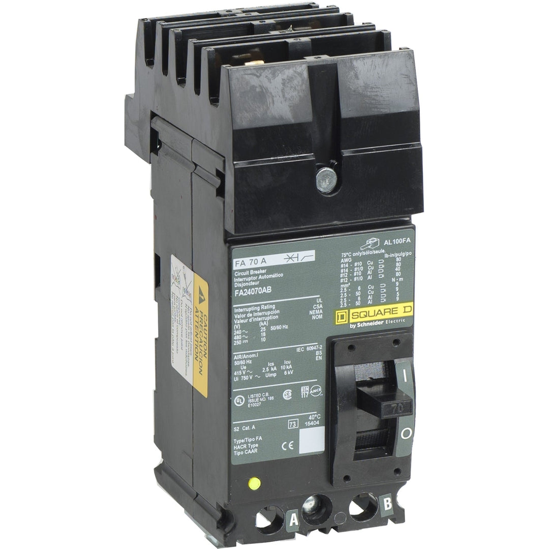 Square D FA24070AB - 70A Molded Case Breaker (480V, 18kA AIC)