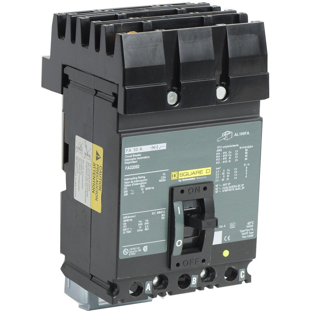 Square D FA32050 - 3-Pole Molded Case Breaker, 50A, 240V