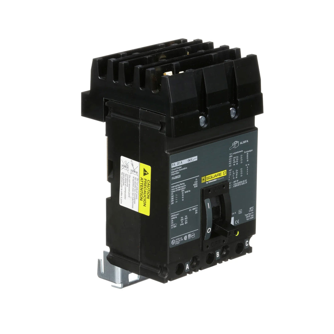 Square D FA36020 - 3-Pole Molded Case Breaker (20A, 600V)