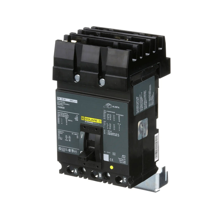 Square D FA36020 - 3-Pole Molded Case Breaker (20A, 600V)