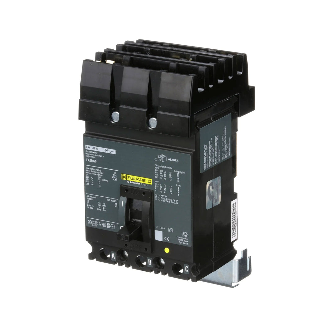 Square D FA36020 - 3-Pole Molded Case Breaker (20A, 600V)