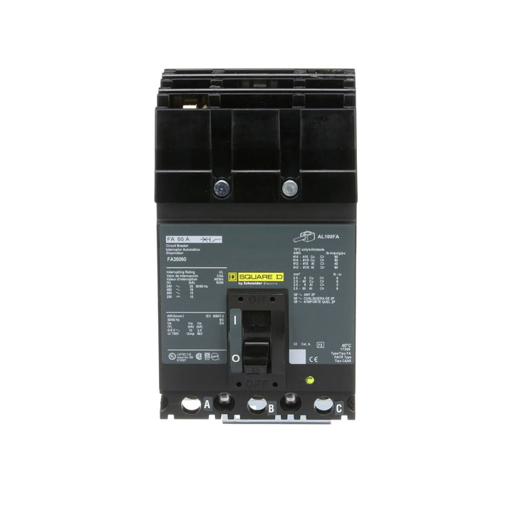 Square D FA36060 - 60A 3-Pole Molded Case Circuit Breaker
