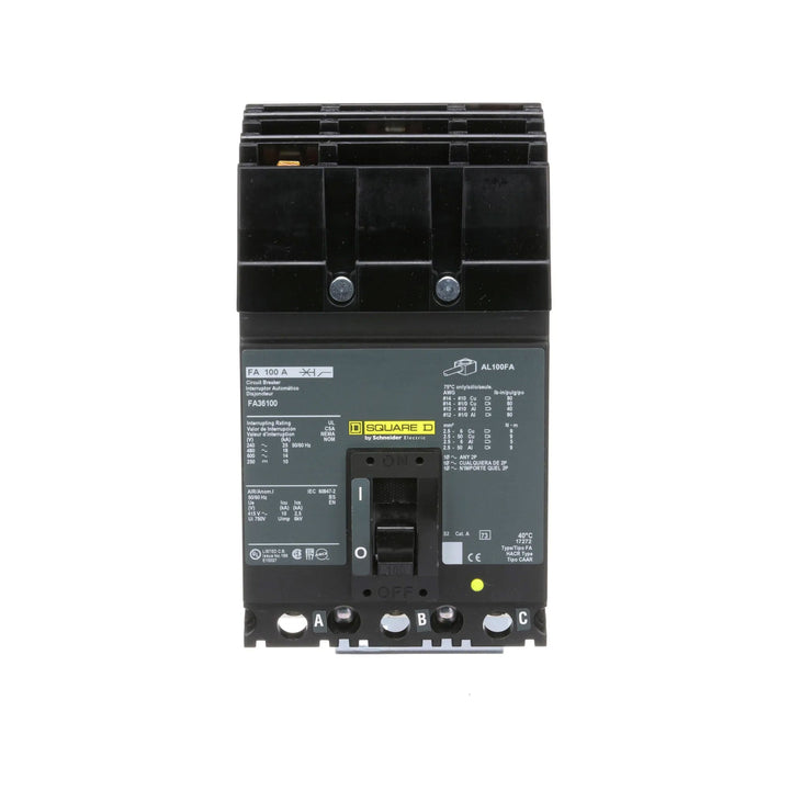 Square D FA36100 - 100A Molded Case Breaker (600V, 3P, 18kA)