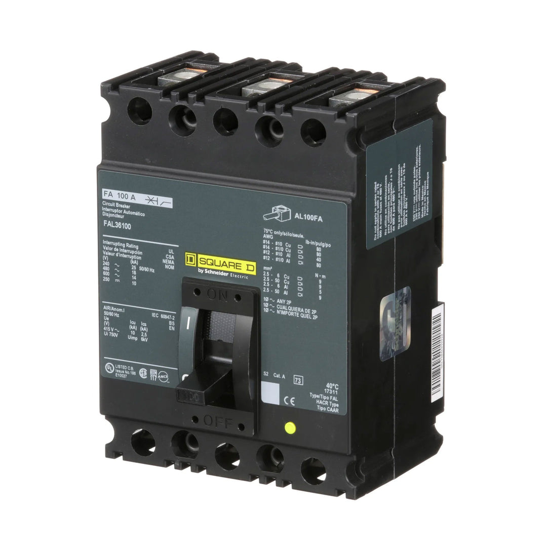 Square D FAL36100 - Molded Case Circuit Breaker, 100A 600V 3P