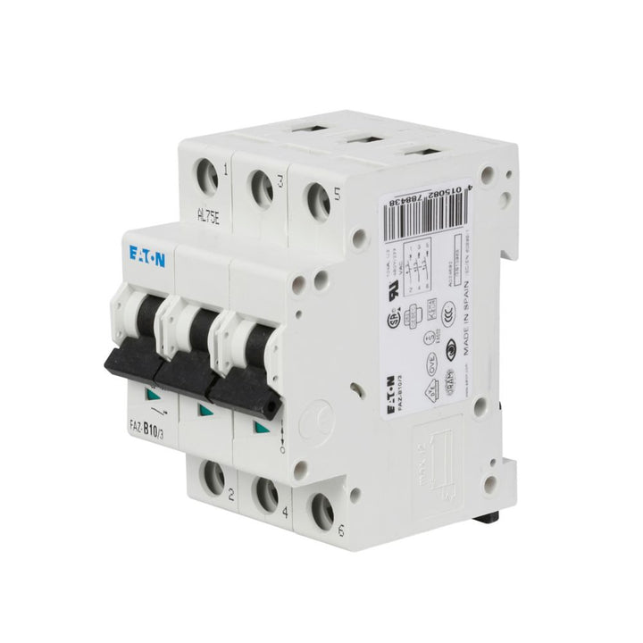 Eaton FAZ-B10/3 - 3-Pole Molded Case Breaker, 10A, 480V