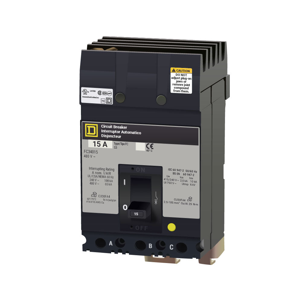 Square D FC34015 - 3-Pole Molded Case Breaker 15A 480V 65kA