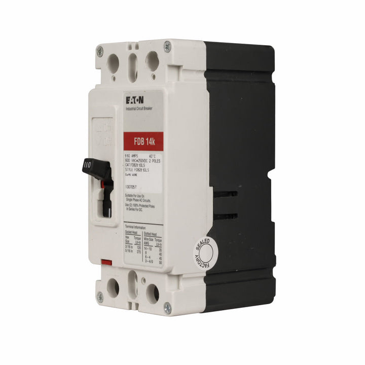 Cutler Hammer FDB2110 - Molded Case Circuit Breaker 110A 2P (600V 14kA)