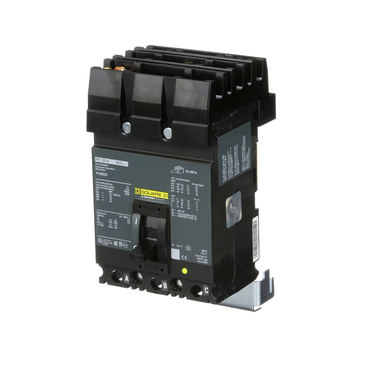 Square D FH36020 - 3-Pole Molded Case Circuit Breaker, 20A 600V