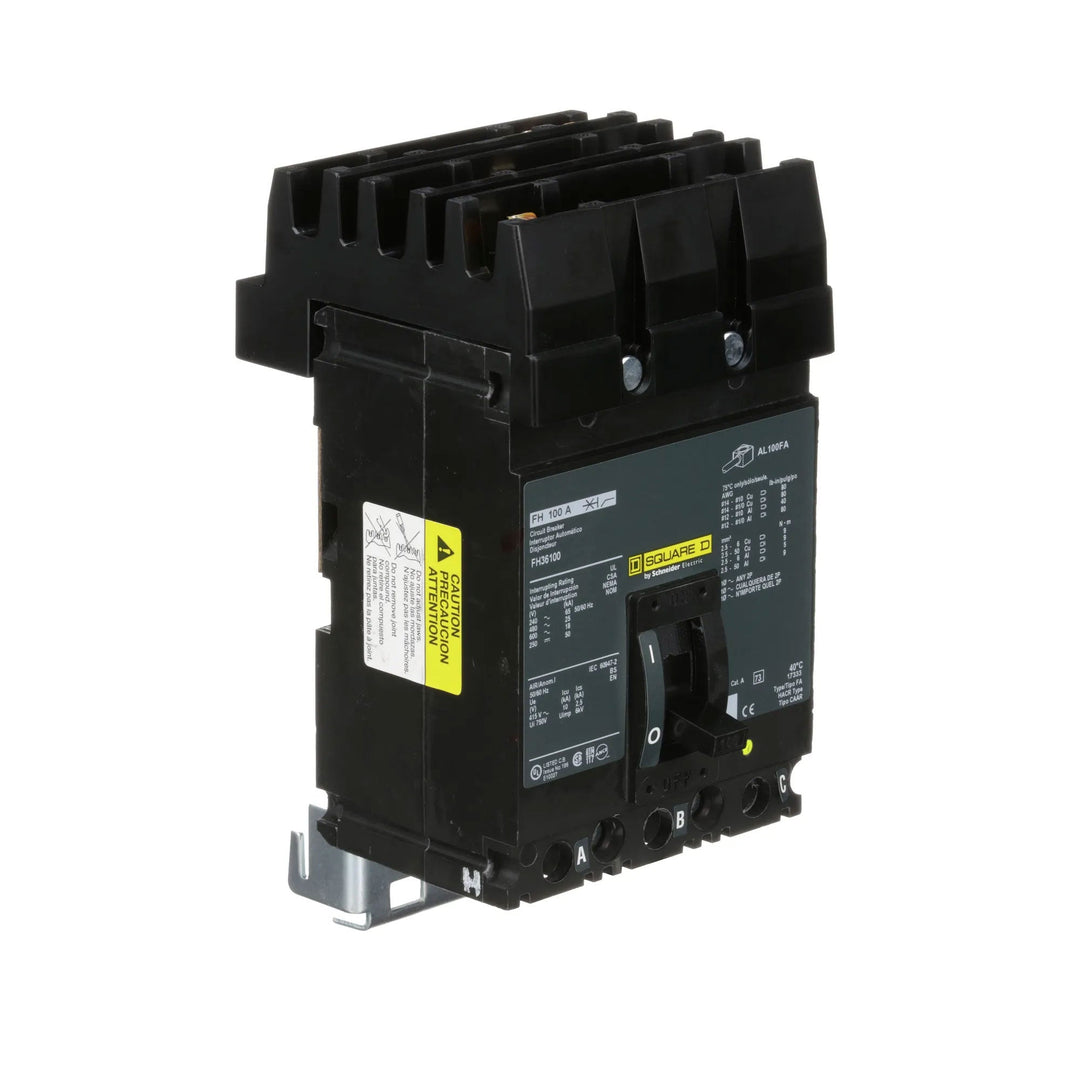 Square D FH36100 - Molded Case Circuit Breaker, 100A 600V 3-Pole