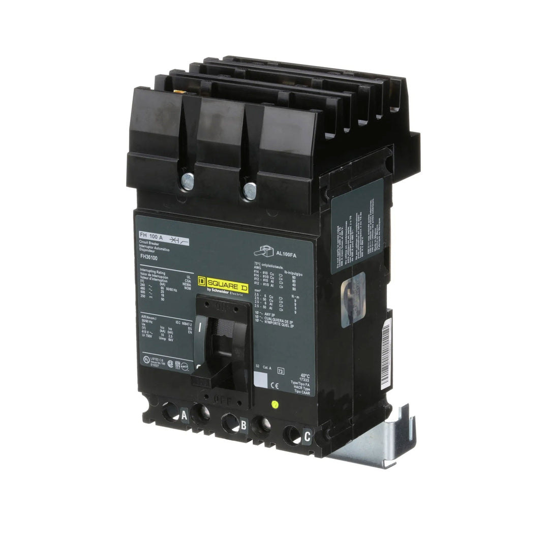 Square D FH36100 - Molded Case Circuit Breaker, 100A 600V 3-Pole