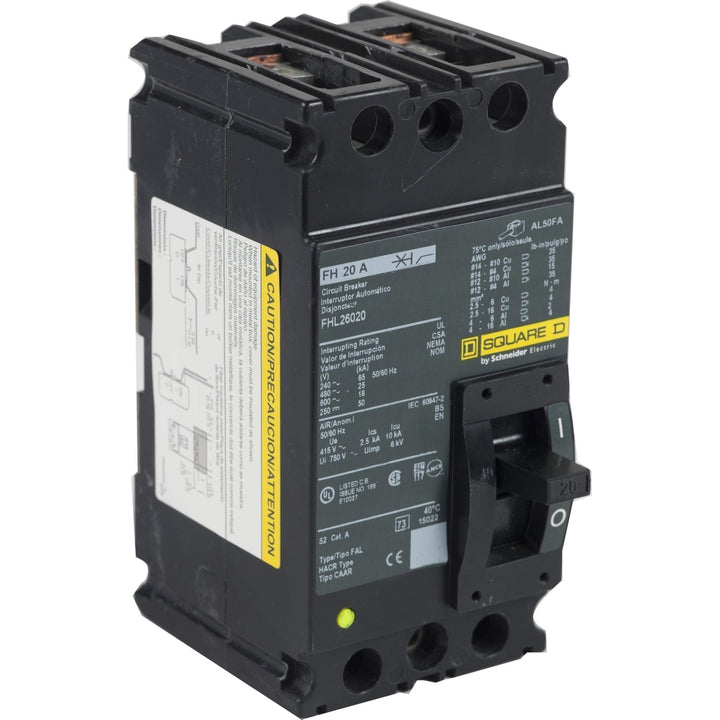 Square D FHL26020 - Molded Case Circuit Breaker 20A 600V 2-Pole