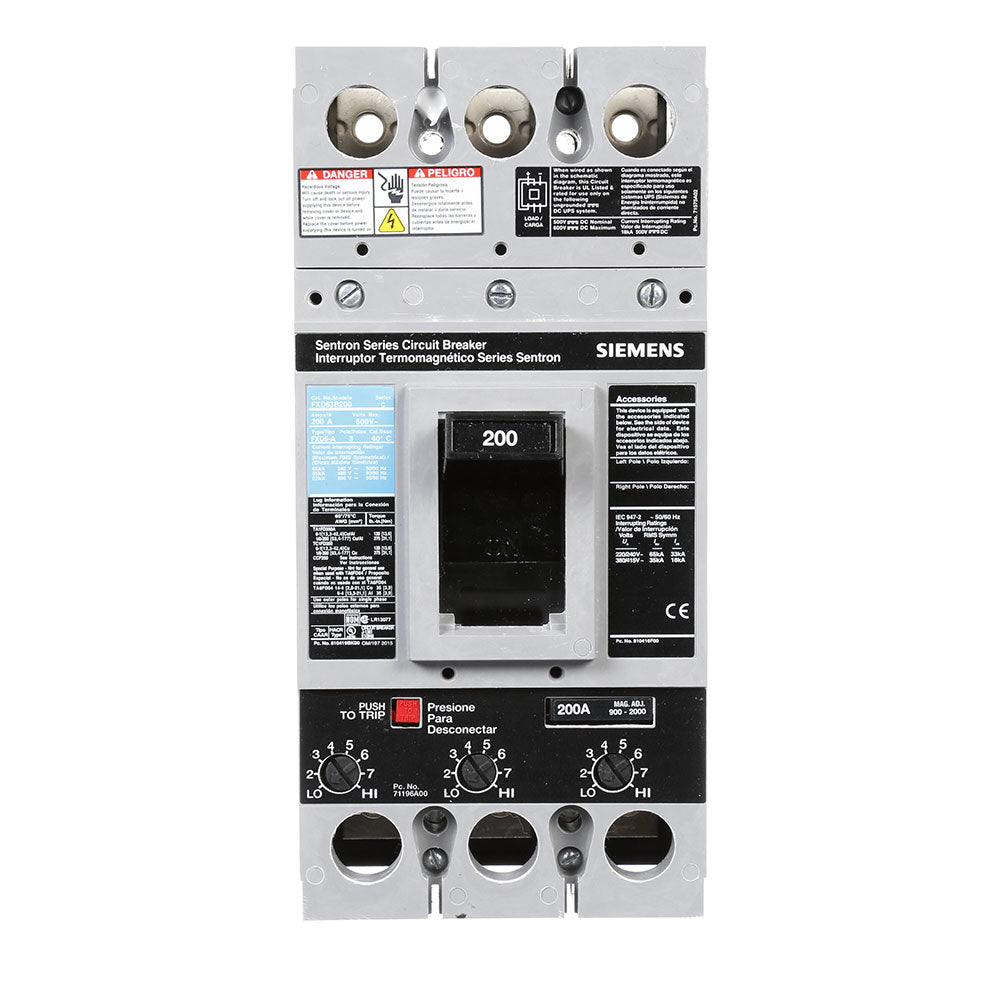 Siemens FXD63B200 - Molded Case Circuit Breaker 200A 600V 3P