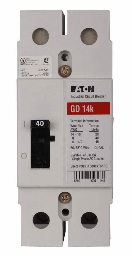 Cutler-Hammer GD2040 - 40A Molded Case Breaker (480V, 14kA)