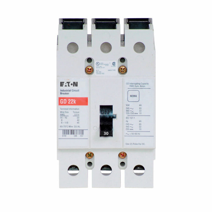 Eaton GD3030 - 30A 3-Pole Molded Case Circuit Breaker