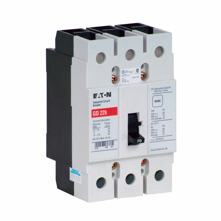 Westinghouse GD3070 - Molded Case Circuit Breaker 70A 480V 3P