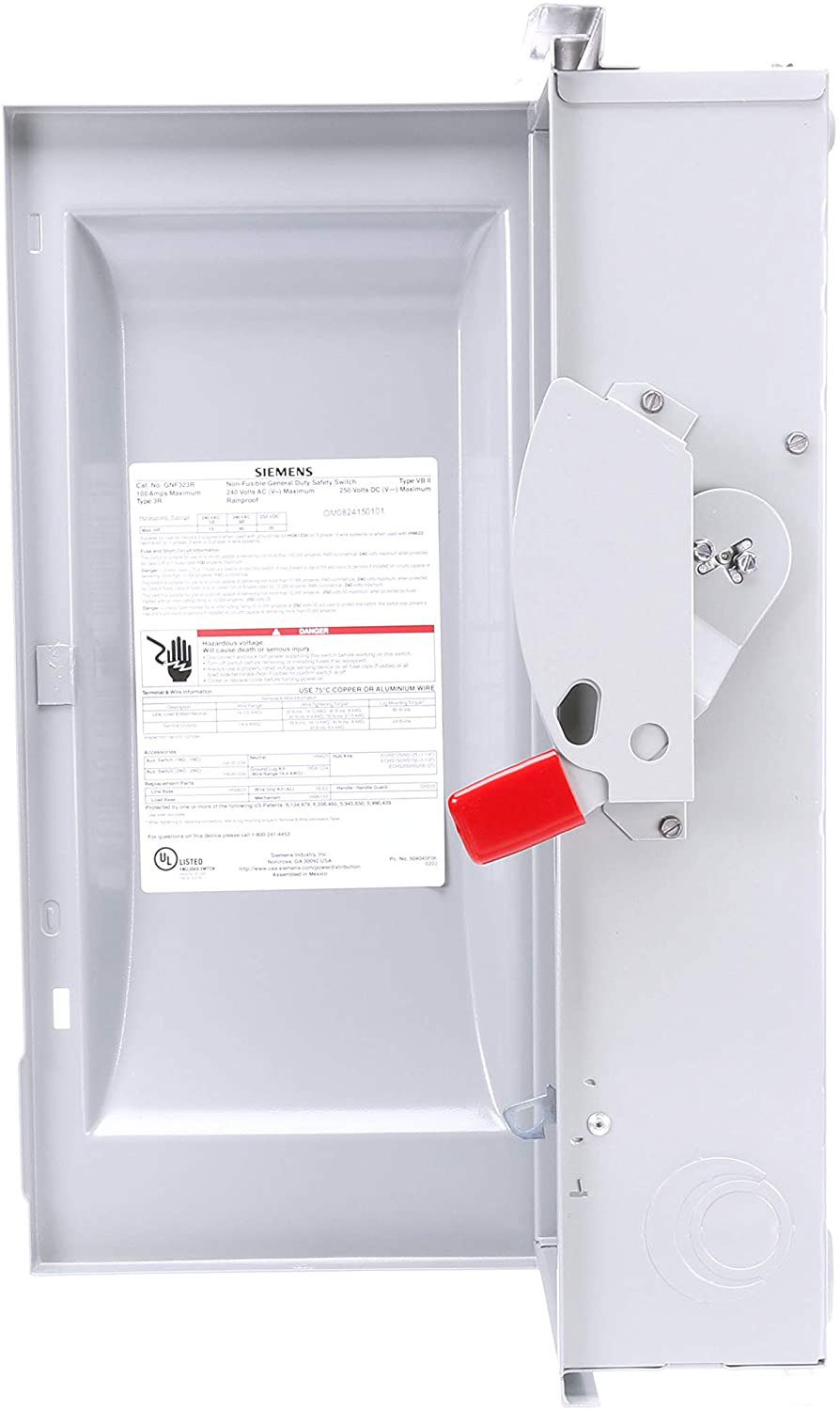 Siemens GNF323R - Non-Fusible Disconnect Switch 100A 3P (240V AC, 100kA AIC)