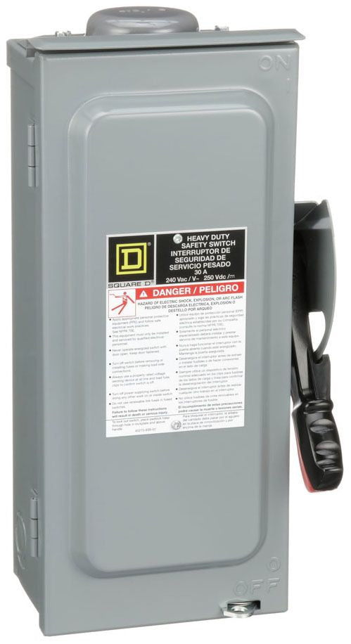 Square D H221NRB - Fusible Disconnect Switch 30A 240V (200kA AIC, NEMA 3R)