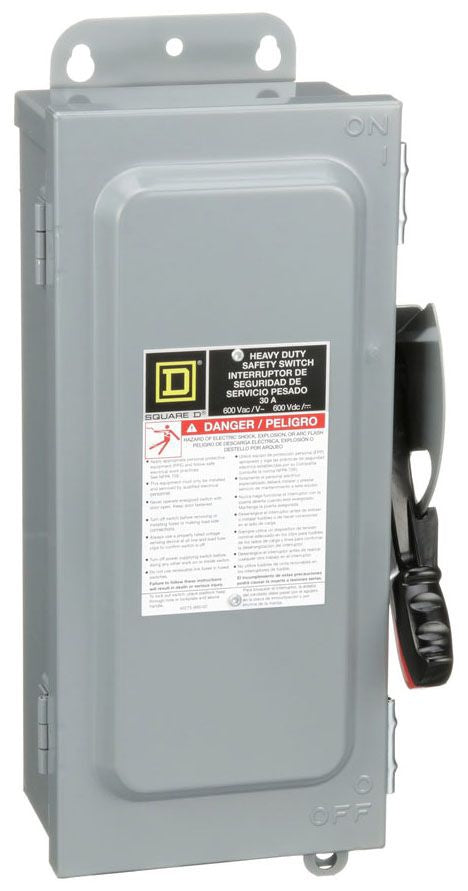 Square D H361AWK - Fusible Safety Switch 600V/30A (200kA AIC, NEMA 3R/12)