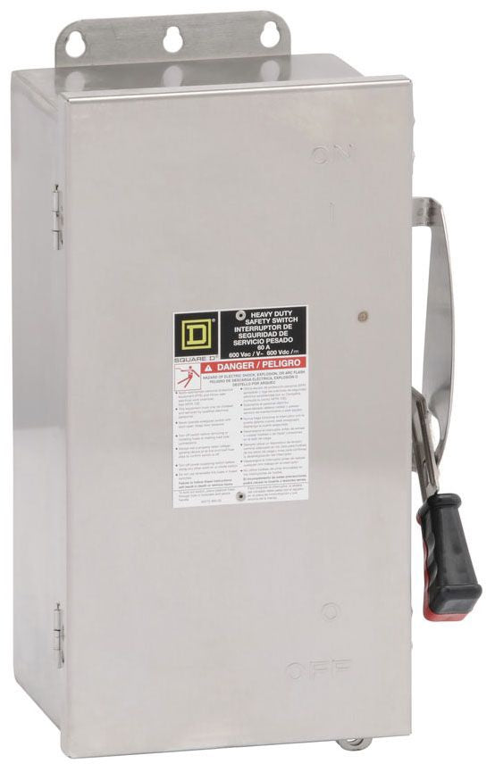 Square D H362DS - Fusible Safety Switch Disconnect 600V 60A (200kA AIC, NEMA 4/4X/5)