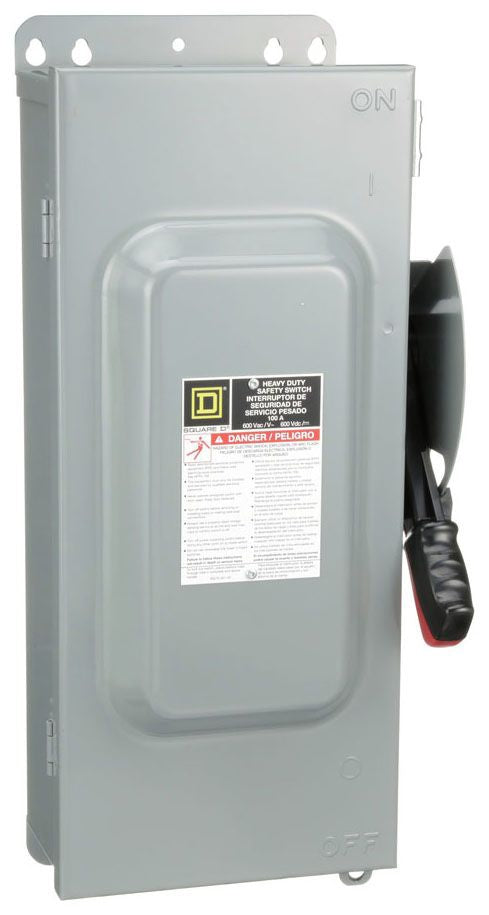 Square D H363AWK - Fusible Safety Switch 600V 100A (200kA AIC, NEMA 3R/12)