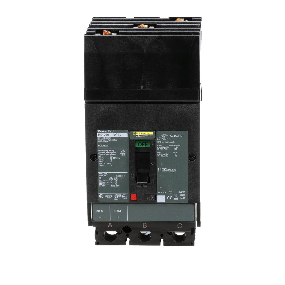 Square D HDA36020 - Molded Case Circuit Breaker 20A 600V 3P