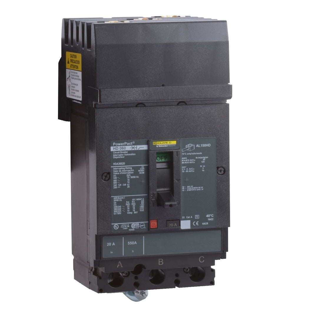Square D HDA36125SA - Molded Case 125A 600V 3-Pole Breaker