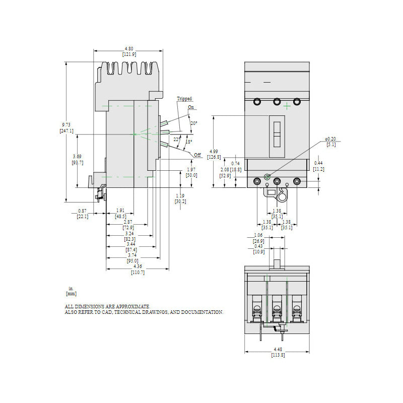 Square D HDA36025 - Molded Case Circuit Breaker 25A 600V 3-Pole