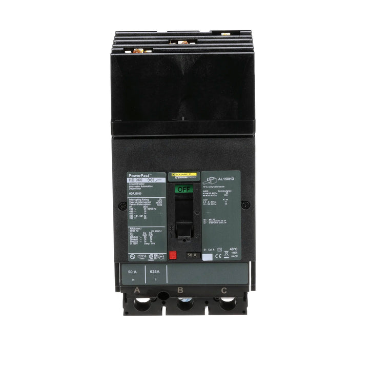 Square D HDA36050 - 3-Pole 50A Circuit Breaker (600V, 18kA AIC)