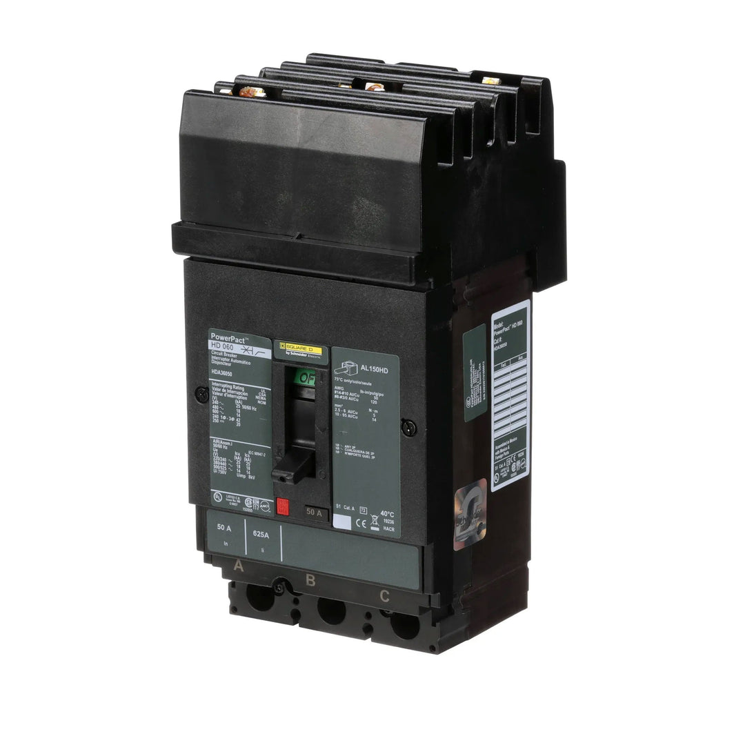 Square D HDA36050 - 3-Pole 50A Circuit Breaker (600V, 18kA AIC)