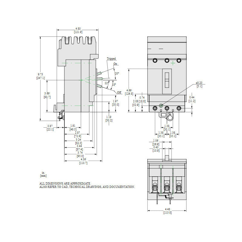 Square D HDA36050 - 3-Pole 50A Circuit Breaker (600V, 18kA AIC)