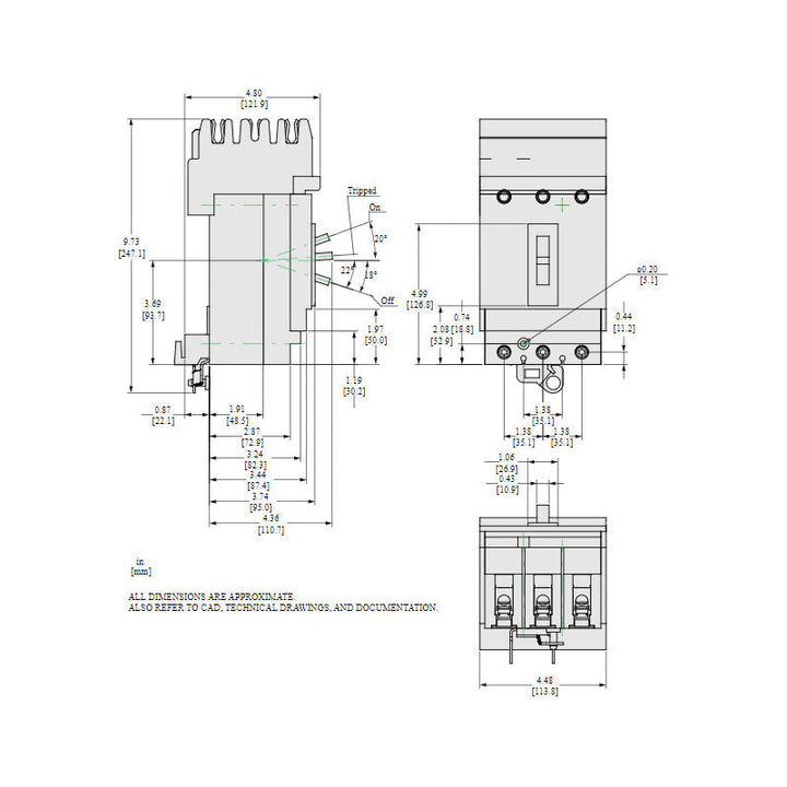 Square D HDA36050 - 3-Pole 50A Circuit Breaker (600V, 18kA AIC)