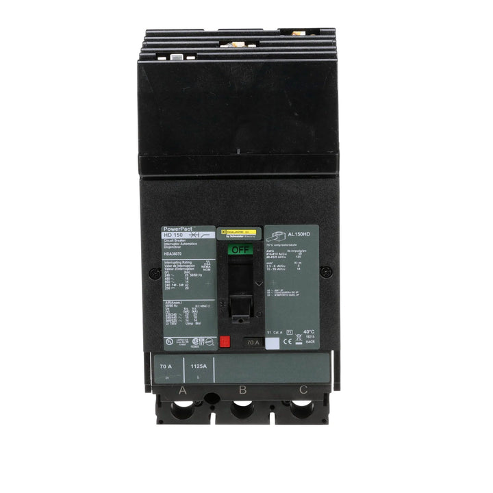 Square D HDA36070 - 70A 3-Pole Molded Case Circuit Breaker