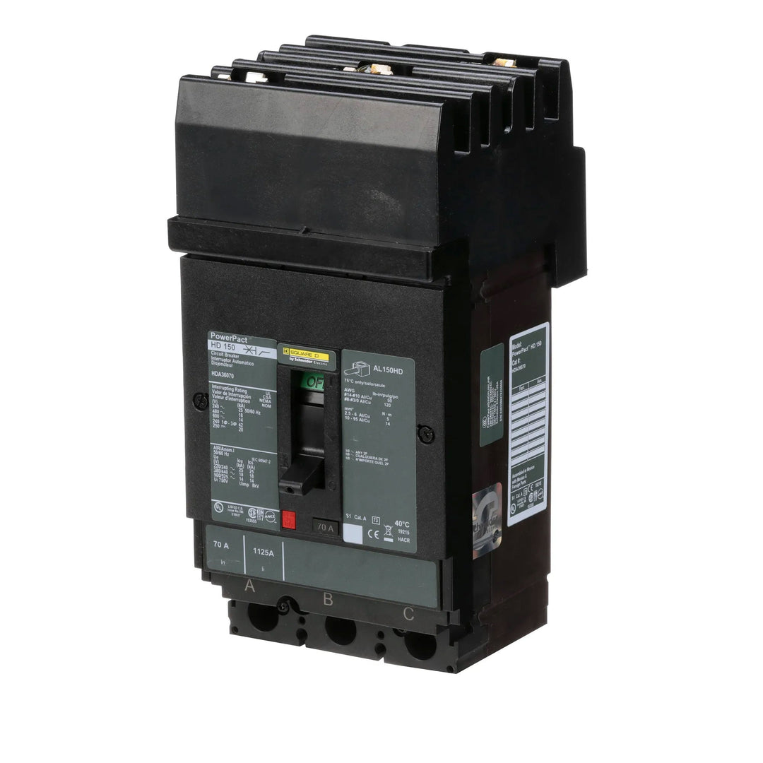Square D HDA36070 - 70A 3-Pole Molded Case Circuit Breaker