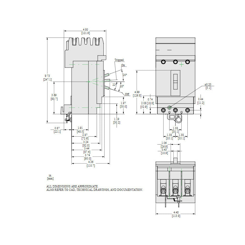 Square D HDA36070 - 70A 3-Pole Molded Case Circuit Breaker