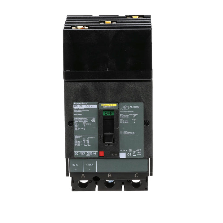Square D HDA36080 - Molded Case Circuit Breaker 80A 600V 3-Pole
