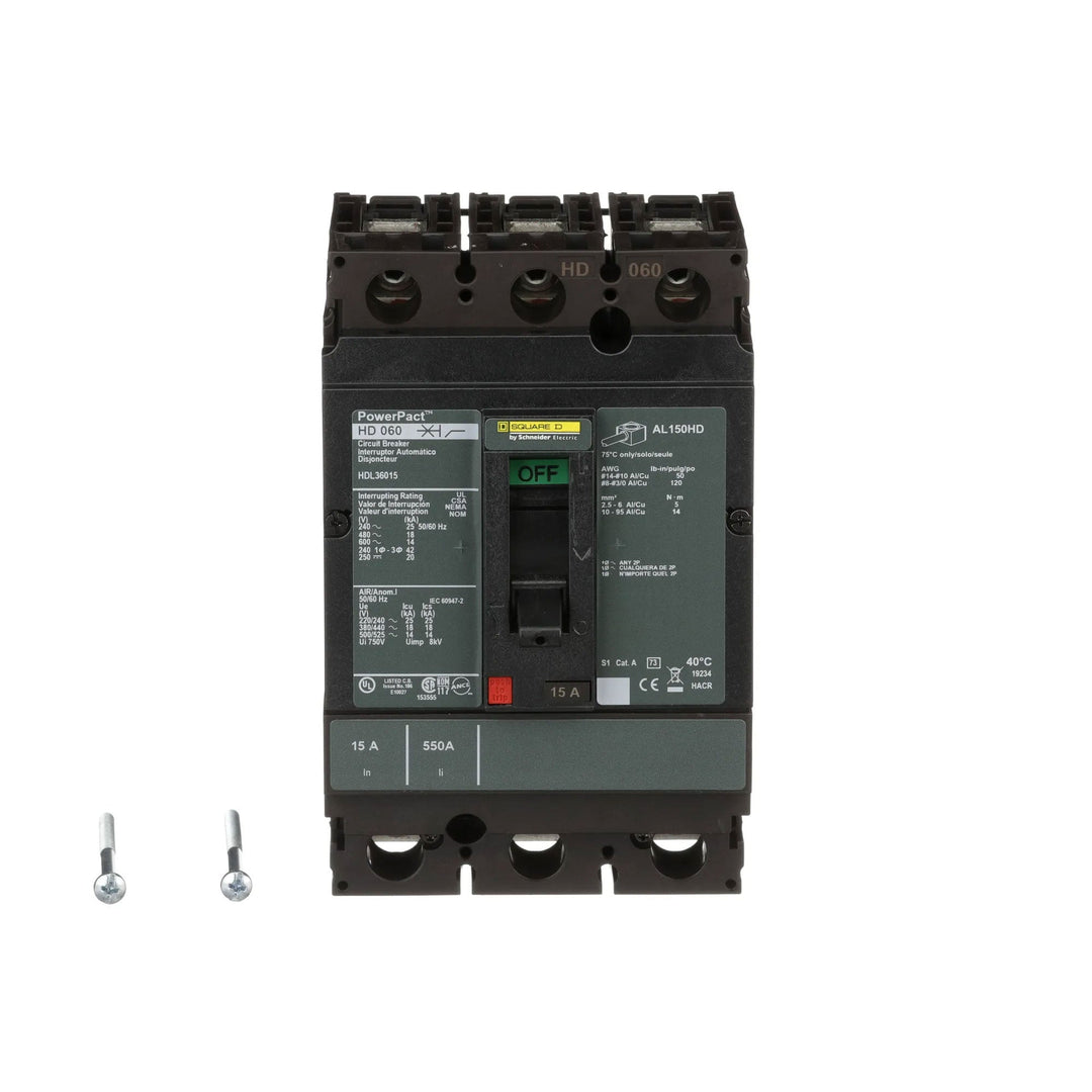 Square D HDL36015 - 3-Pole Circuit Breaker 15A 600V