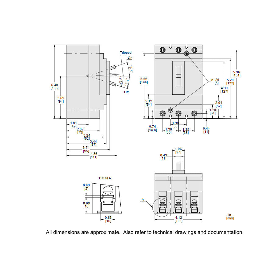 Square D HDL36015 - 3-Pole Circuit Breaker 15A 600V