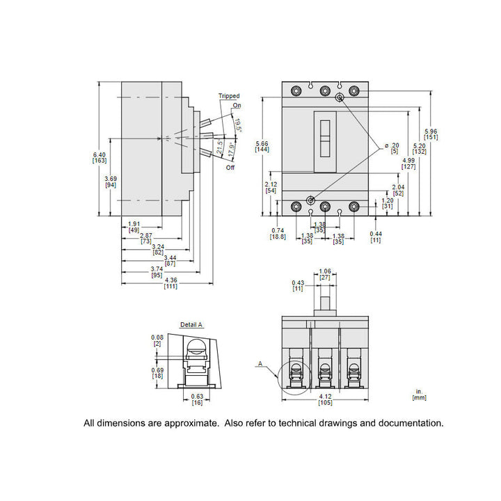 Square D HDL36015 - 3-Pole Circuit Breaker 15A 600V