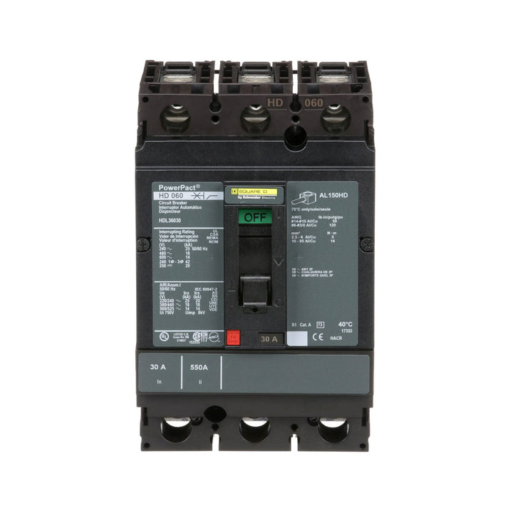 Square D HDL36030 - 30A 3-Pole Molded Case Circuit Breaker