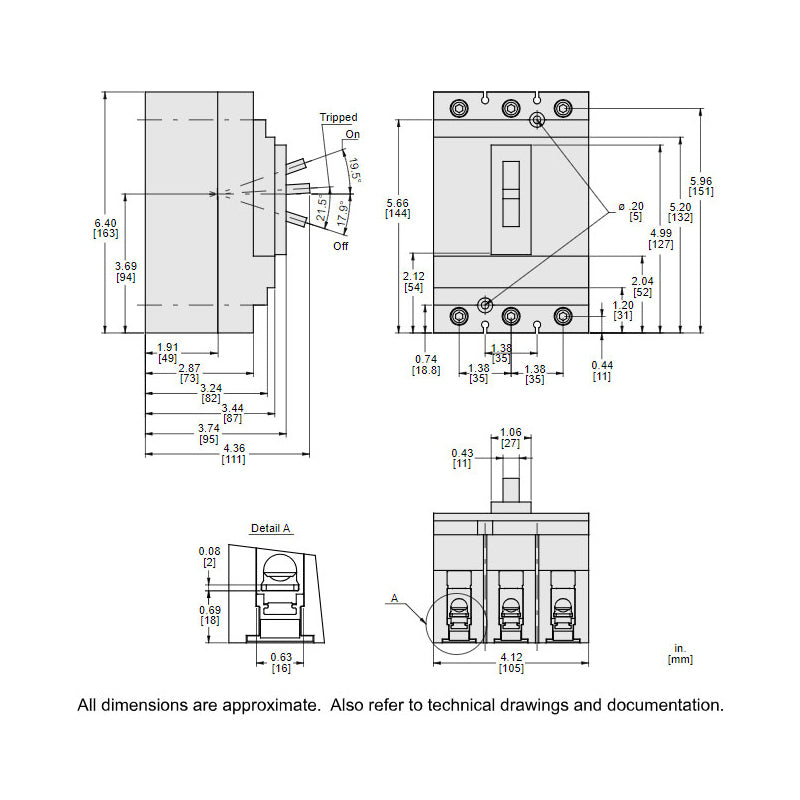 Square D HDL36040 - 3P 40A Circuit Breaker (600V, 18kA AIC)