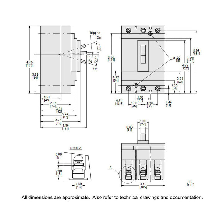 Square D HDL36040 - 3P 40A Circuit Breaker (600V, 18kA AIC)