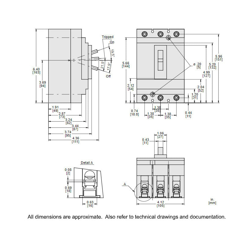 Square D HDL36050 - 3P Molded Case Circuit Breaker 50A 600V