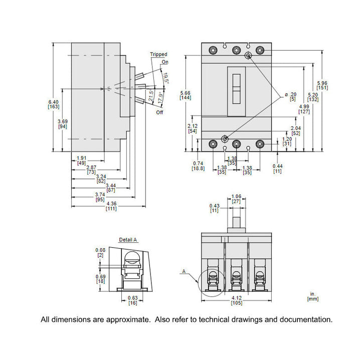 Square D HDL36050 - 3P Molded Case Circuit Breaker 50A 600V