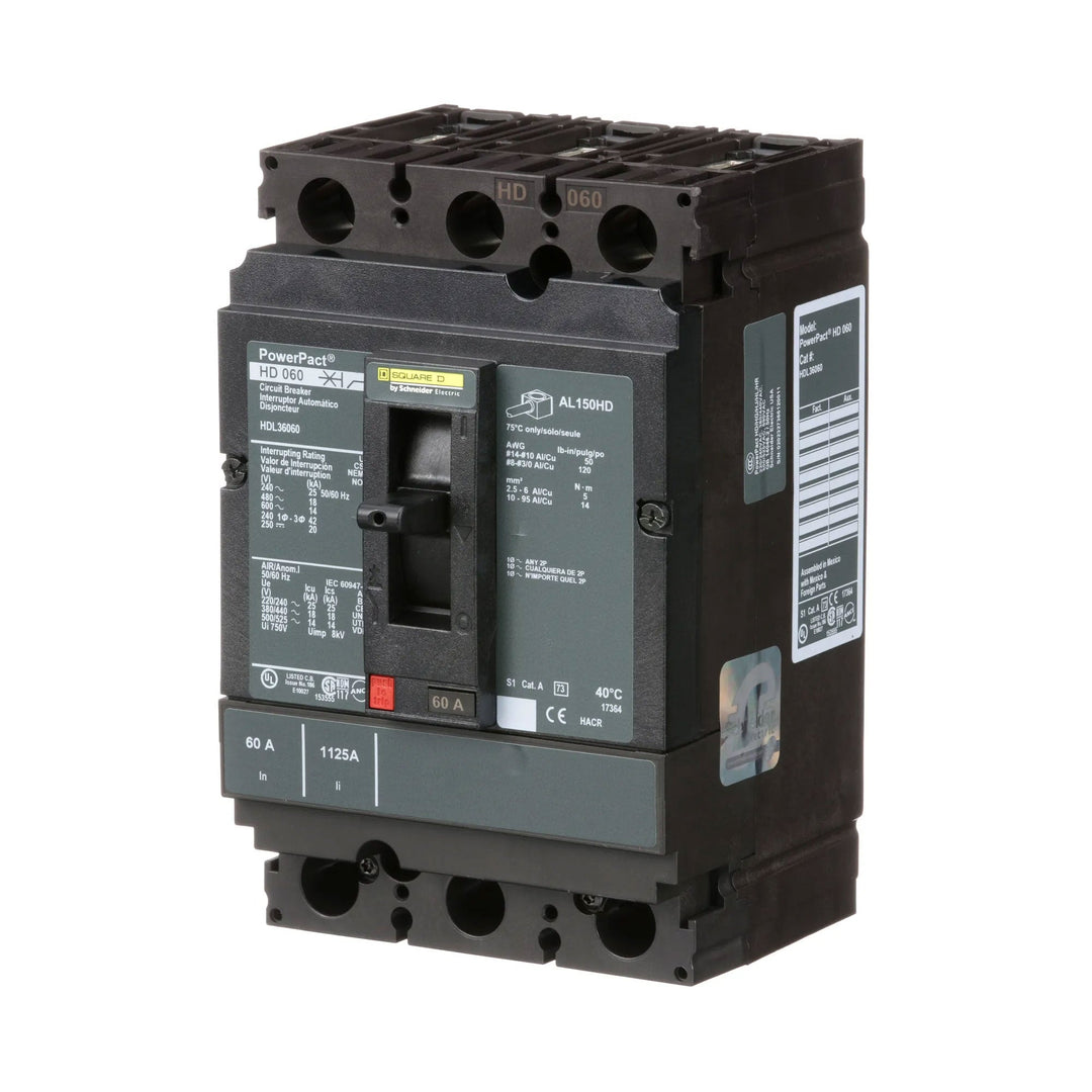Square D HDL36060 - 3-Pole Circuit Breaker 60A 600V