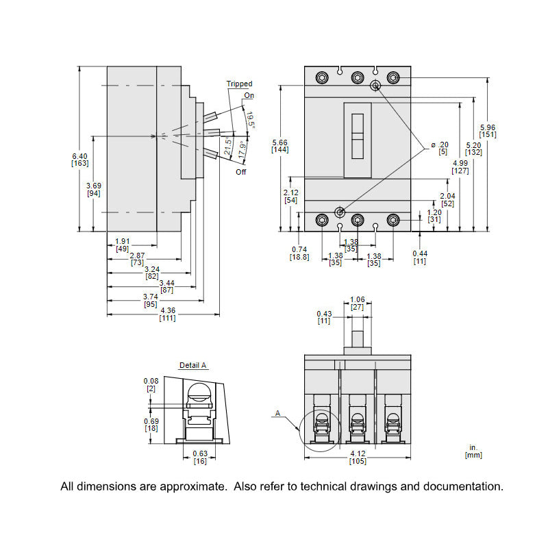 Square D HDL36060 - 3-Pole Circuit Breaker 60A 600V