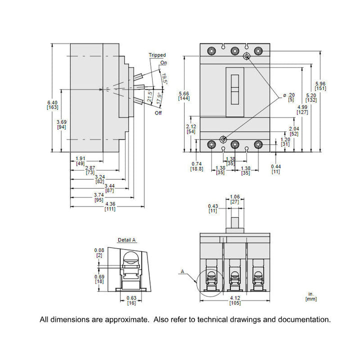 Square D HDL36060 - 3-Pole Circuit Breaker 60A 600V