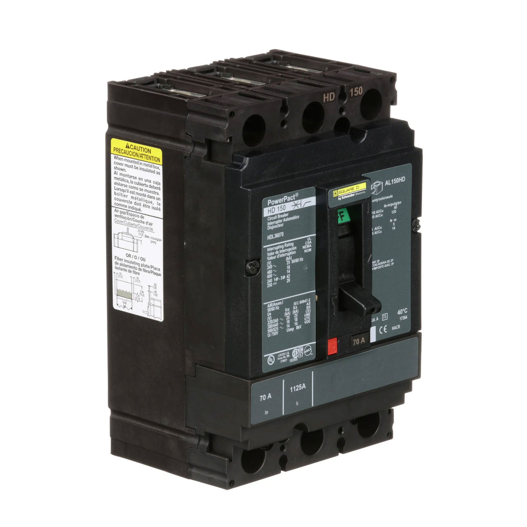 Square D HDL36070 - 3P Circuit Breaker 70A 600V (18kA AIC)